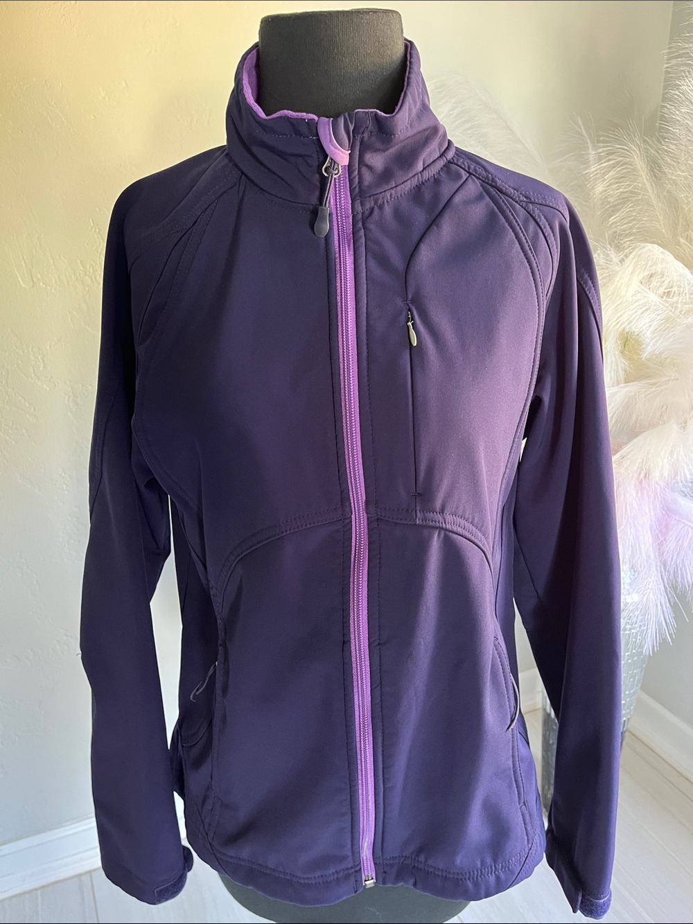 Women's Purple Full-Zip Utility Jacket with Contrast Trim